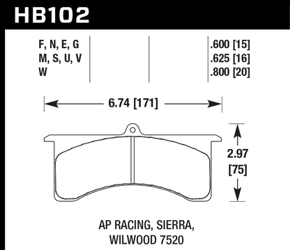 Hawk Performance HB102W.600 DTC-30 Brake Pads