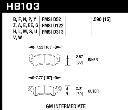 Hawk Performance HB103F.590 HPS Brake Pads Front