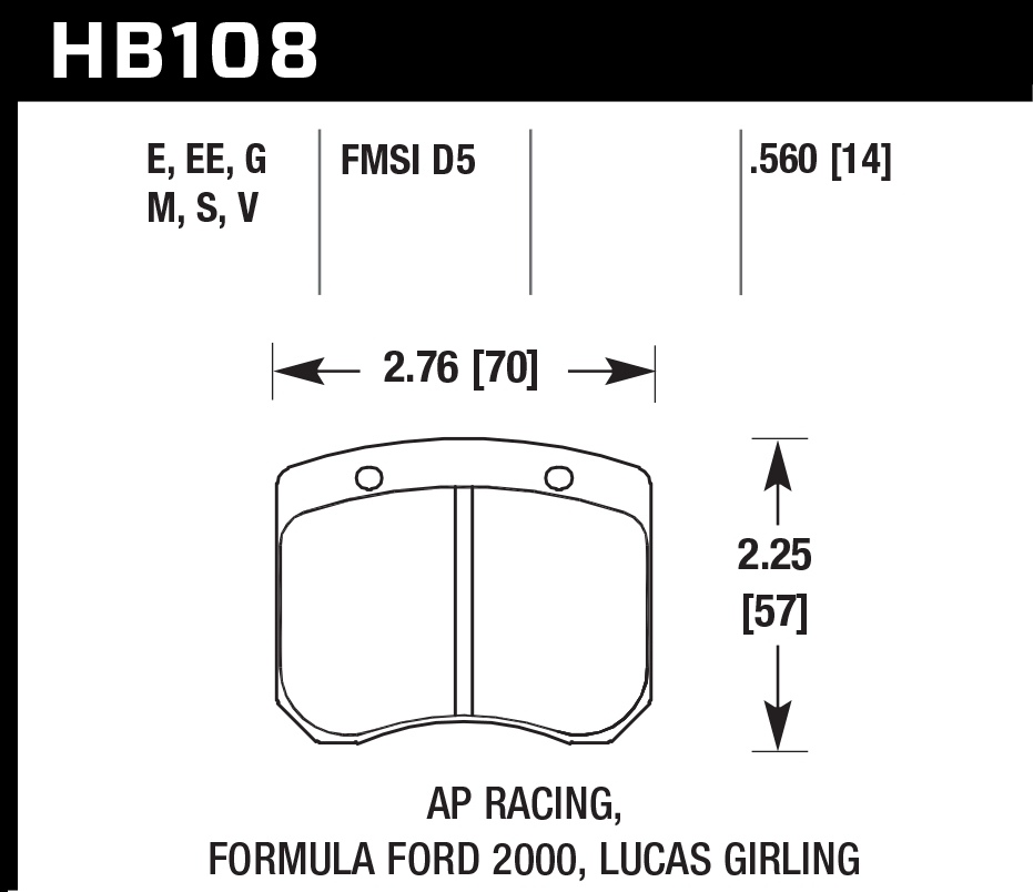 Hawk Performance HB108V.560 DTC-50 Brake Pads