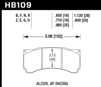 Hawk Performance HB109U1.12 DTC-70 Brake Pads