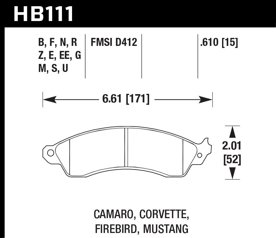 Hawk Performance HB111U.610 DTC-70 Brake Pads Front