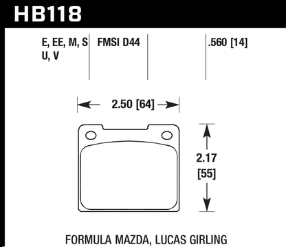 Hawk Performance HB118U.560 DTC-70 Brake Pads Front