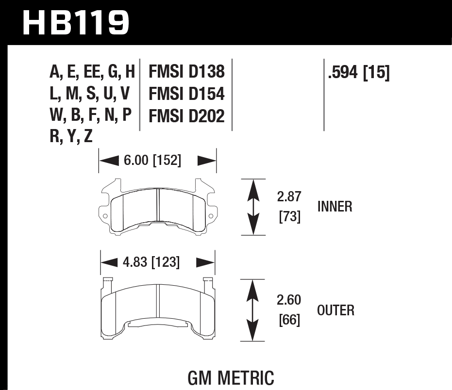 Hawk Performance HB119Z.594 PC Brake Pads Front