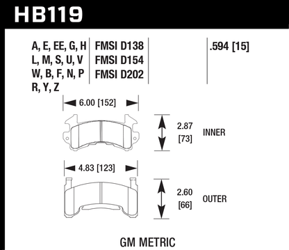 Hawk Performance HB119Z.594 PC Brake Pads Front