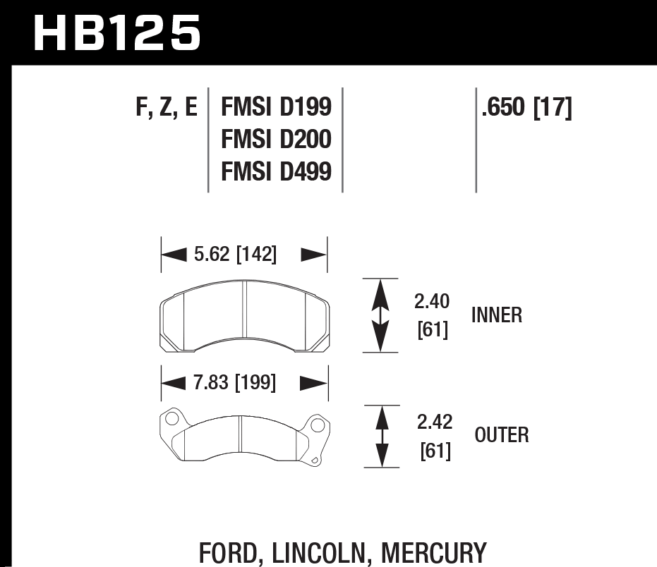 Hawk Performance HB125E.650 Blue 9012 Brake Pads Front