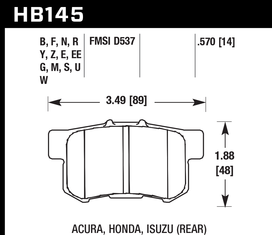 Hawk Performance HB145F.570 HPS Brake Pads Rear