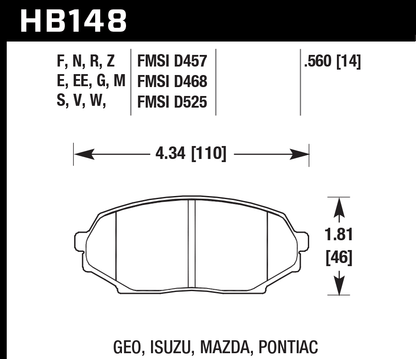 Hawk Performance HB148V.560 DTC-50 Brake Pads Front