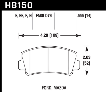 Hawk Performance HB150E.555 Blue 9012 Brake Pads Front