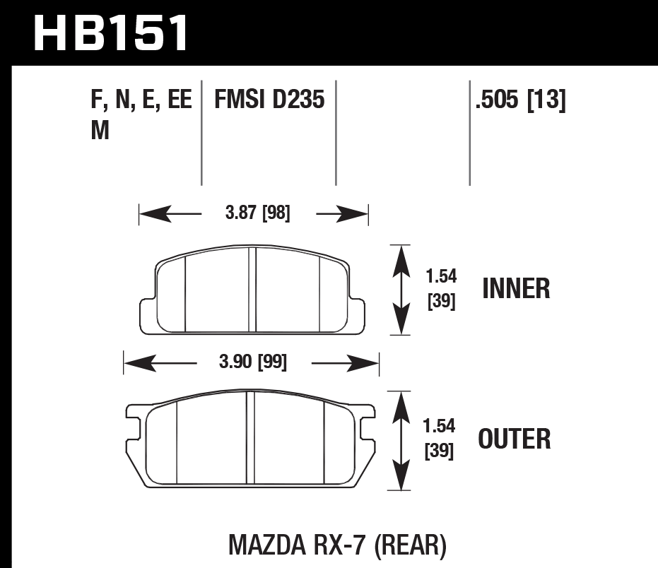 Hawk Performance HB151M.505 Black Brake Pads Rear