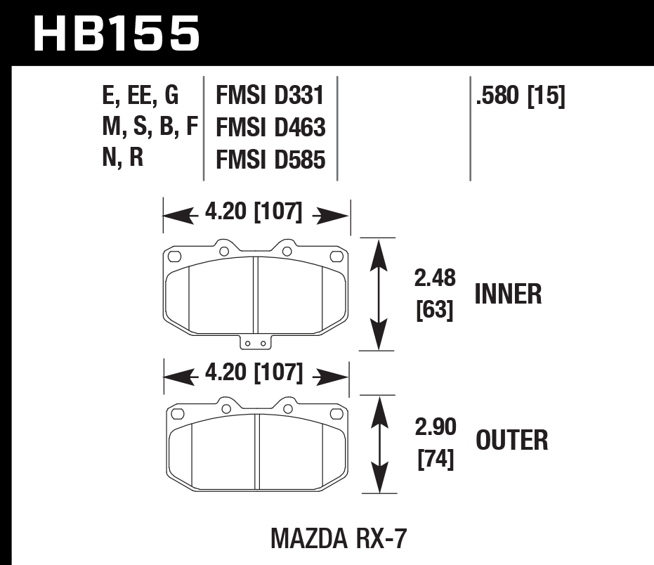 Hawk Performance HB155M.580 Black Brake Pads Rear