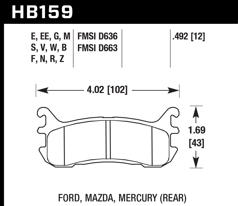 Hawk Performance HB159Z.492 PC Brake Pads Rear