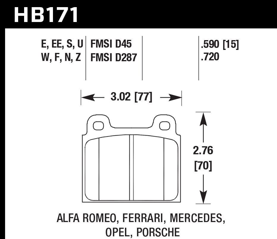 Hawk Performance HB171Z.590 PC Brake Pads Front