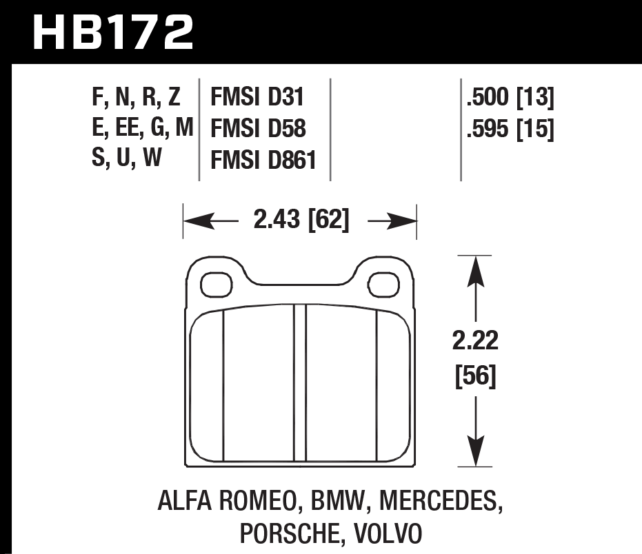 Hawk Performance HB172Z.595 PC Brake Pads Front