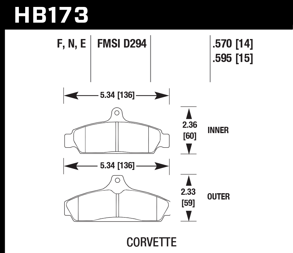 Hawk Performance HB173N.570 HP Plus Brake Pads Front