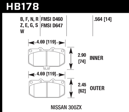 Hawk Performance HB178N.564 HP Plus Brake Pads Front