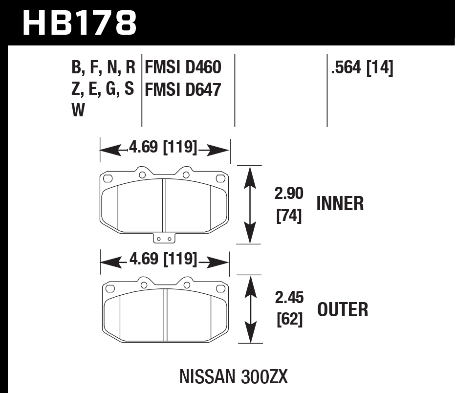 Hawk Performance HB178G.564 DTC-60 Brake Pads Front