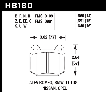 Hawk Performance HB180E.591 Blue 9012 Brake Pads Rear