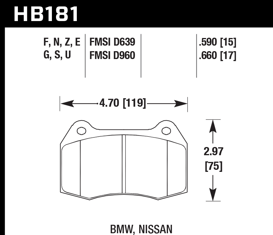 Hawk Performance HB181F.660 HPS Brake Pads Front