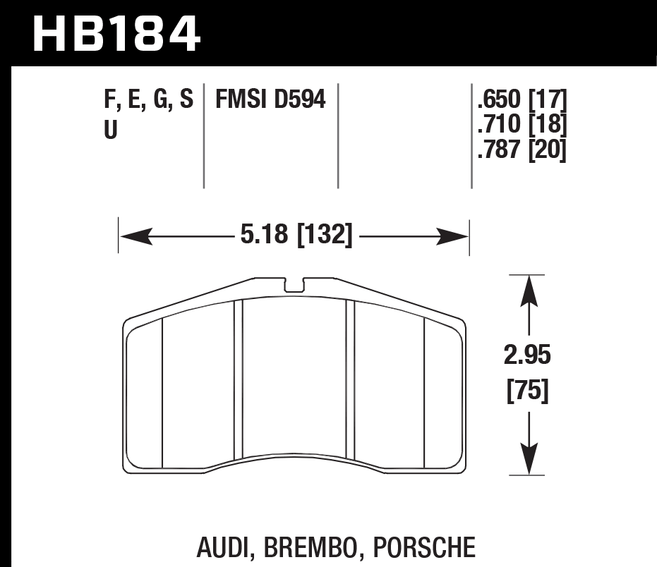 Hawk Performance HB184B.650 HPS 5.0 Brake Pads Front