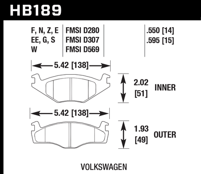 Hawk Performance HB189Z.595 PC Brake Pads Front