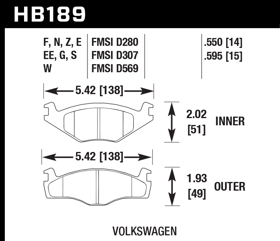 Hawk Performance HB189N.595 HP Plus Brake Pads Front