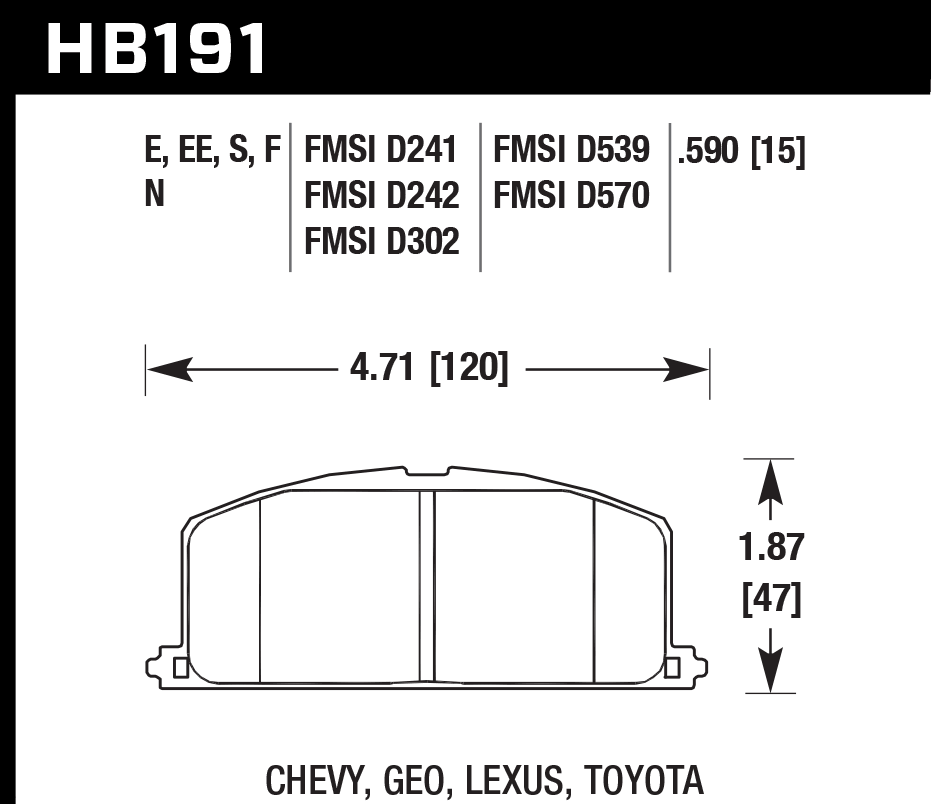 Hawk Performance HB191F.590 HPS Brake Pads Front