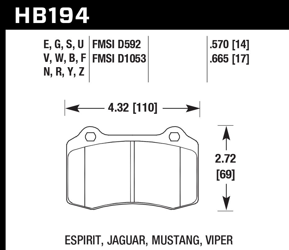 Hawk Performance HB194D.665 ER-1 Brake Pads Front