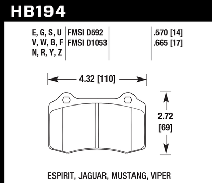 Hawk Performance HB194D.665 ER-1 Brake Pads Front