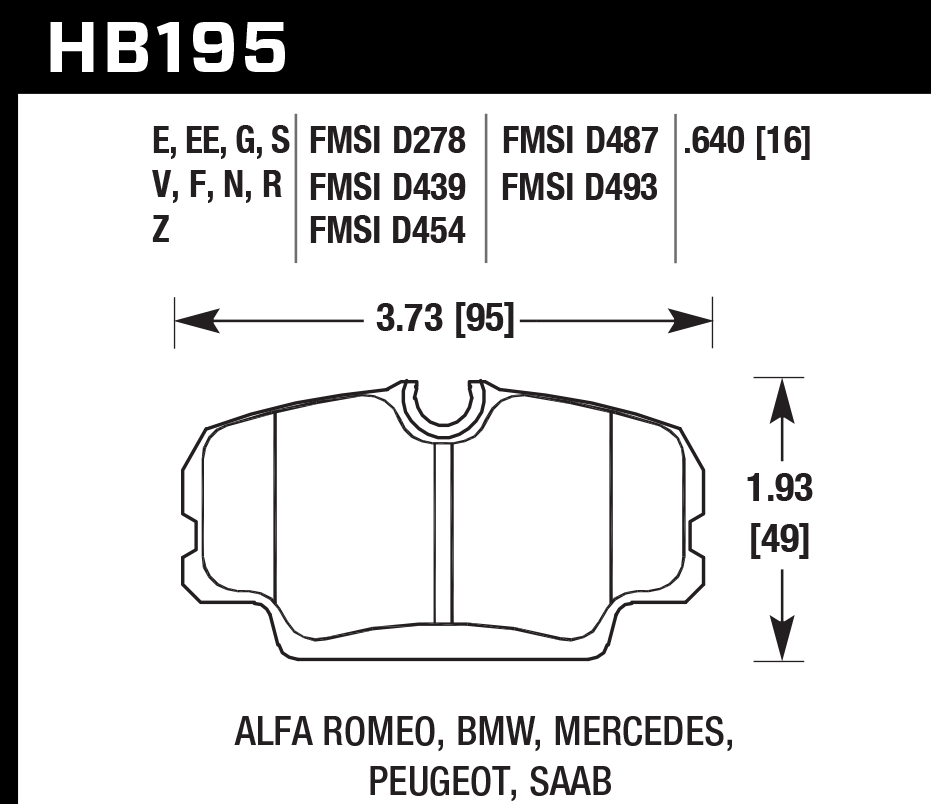 Hawk Performance HB195E.640 Blue 9012 Brake Pads Front