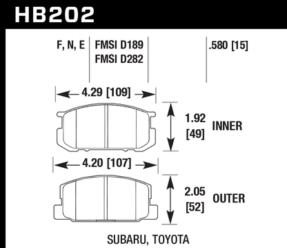 Hawk Performance HB202F.580 HPS Brake Pads Front