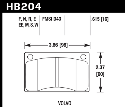 Hawk Performance HB204N.615 HP Plus Brake Pads Front