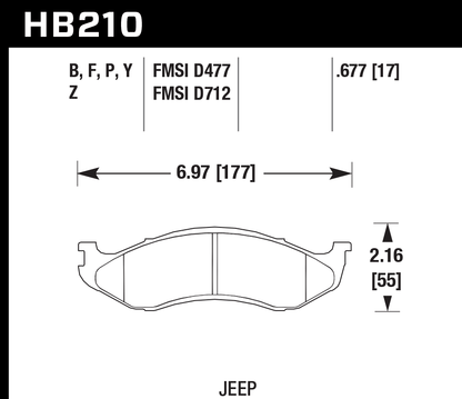 Hawk Performance HB210Y.677 LTS Brake Pads Front