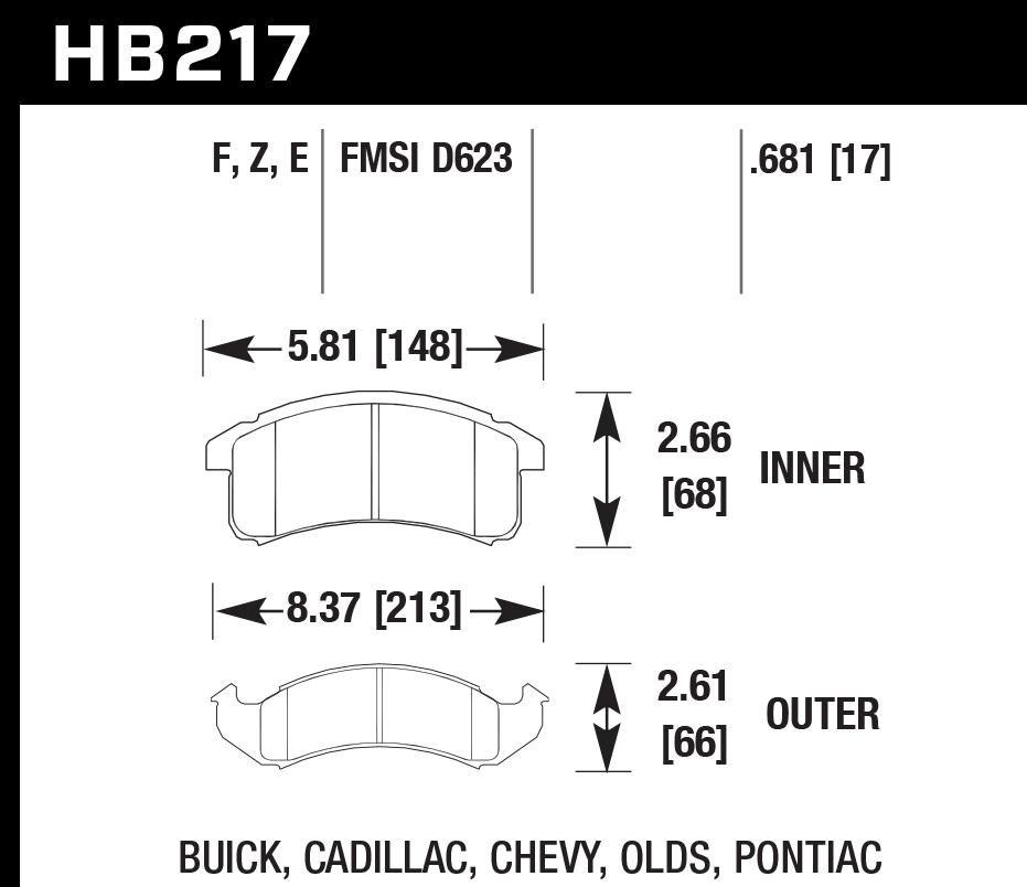 Hawk Performance HB217Z.681 PC Brake Pads Front