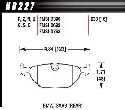 Hawk Performance HB227V.630 DTC-50 Brake Pads Rear