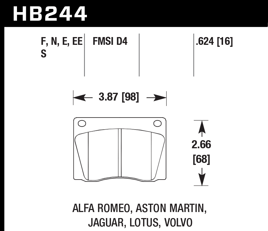 Hawk Performance HB244E.624 Blue 9012 Brake Pads Front