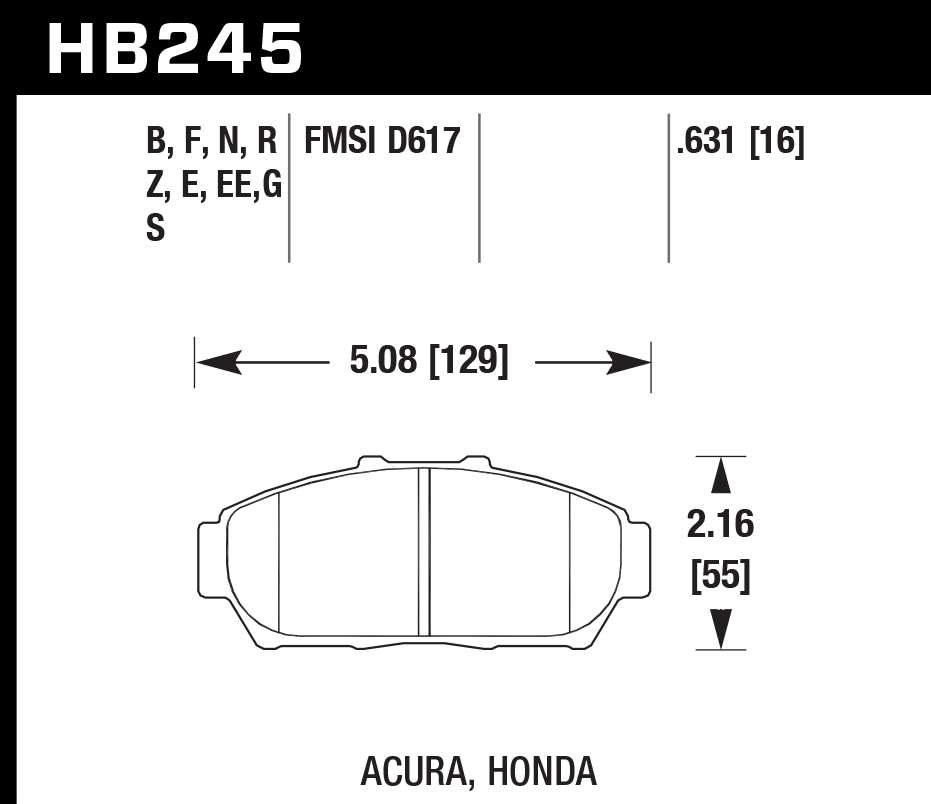 Hawk Performance HB245Z.631 PC Brake Pads Front