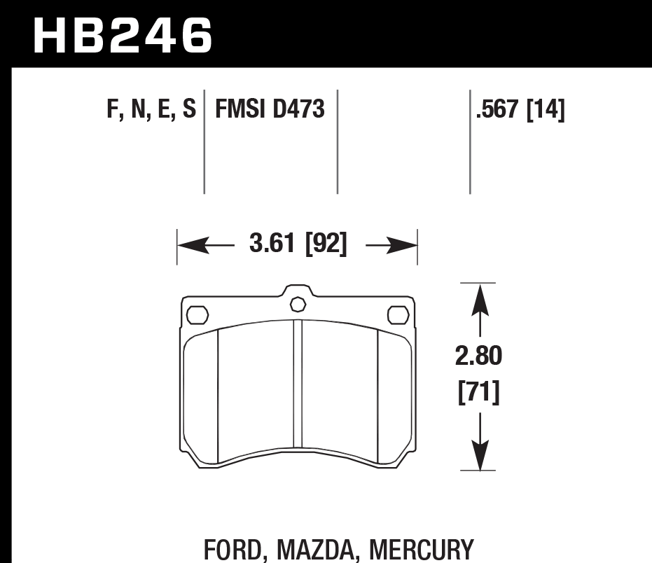 Hawk Performance HB246F.567 HPS Brake Pads Front