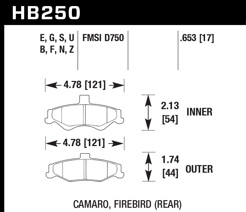 Hawk Performance HB250N.653 HP Plus Brake Pads Rear