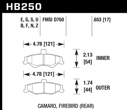 Hawk Performance HB250N.653 HP Plus Brake Pads Rear