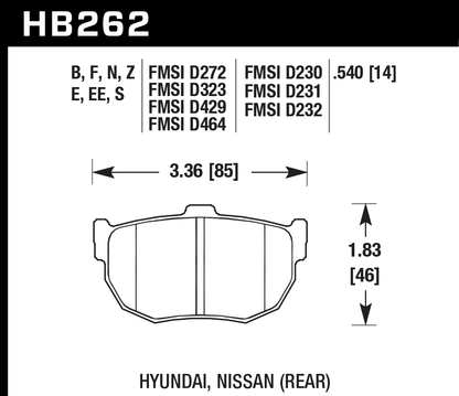 Hawk Performance HB262B.540 HPS 5.0 Brake Pads Rear