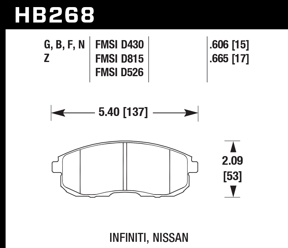 Hawk Performance HB268Z.665 PC Brake Pads Front