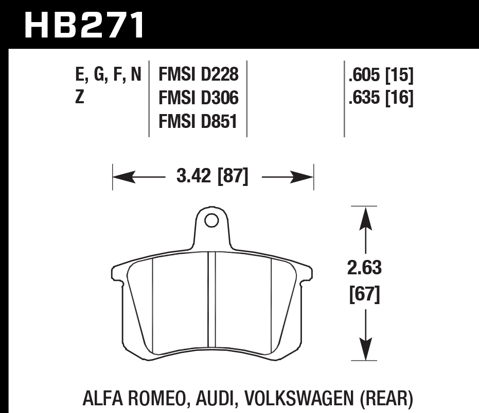 Hawk Performance HB271N.635 HP Plus Brake Pads Rear