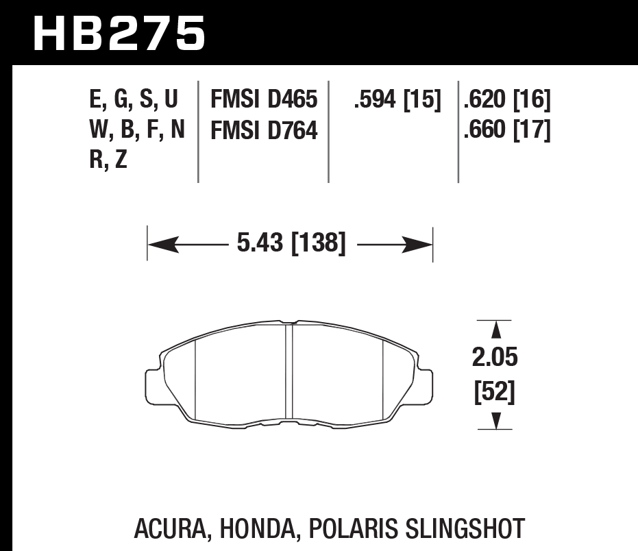 Hawk Performance HB275U.620 DTC-70 Brake Pads Front