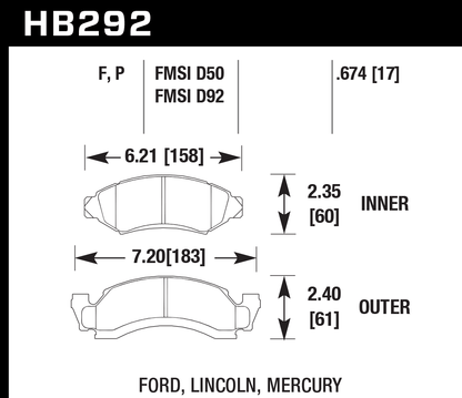 Hawk Performance HB292F.674 HPS Brake Pads Front