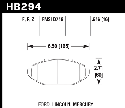 Hawk Performance HB294F.646 HPS Brake Pads Front