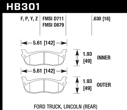 Hawk Performance HB301B.630 HPS 5.0 Brake Pads Rear