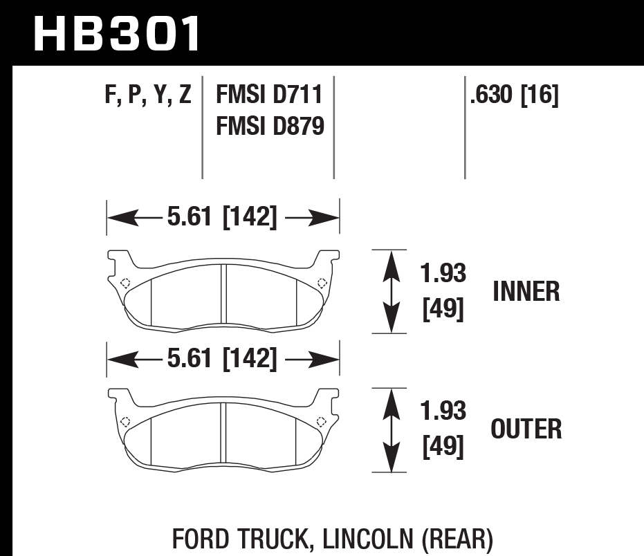 Hawk Performance HB301Y.630 LTS Brake Pads Rear