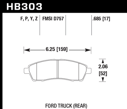 Hawk Performance HB303Z.685 PC Brake Pads Rear