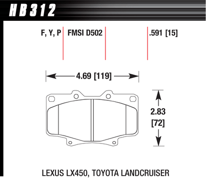 Hawk Performance HB312Y.591 LTS Brake Pads Front