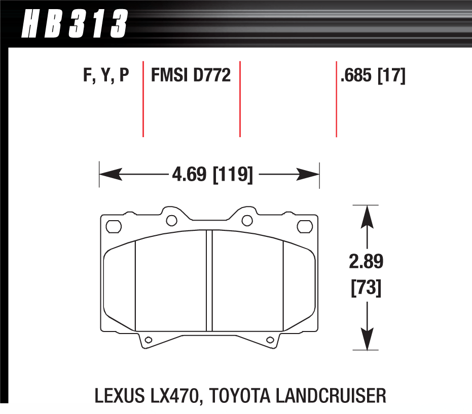 Hawk Performance HB313Y.685 LTS Brake Pads Front